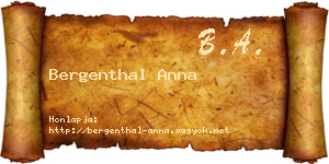 Bergenthal Anna névjegykártya